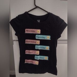 Black Short Sleeve Tee with Pastel Accents Size L/G(10/12)..